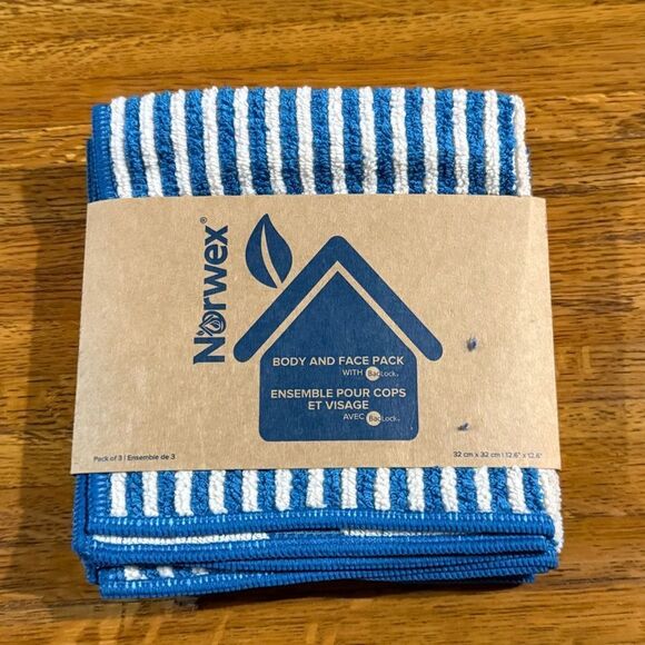 Norwex Body and Face Cloths Set of 3 Teal/Vanilla NWT - Picture 9 of 10